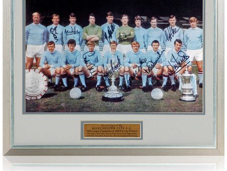 Manchester City 1968 Champions 1969 FA Cup Photograph Hand Signed by 10 Legends AFTAL COA For Cheap