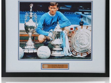 Tony Book Hand Signed 10x8   Manchester City Trophy Photograph AFTAL COA For Sale