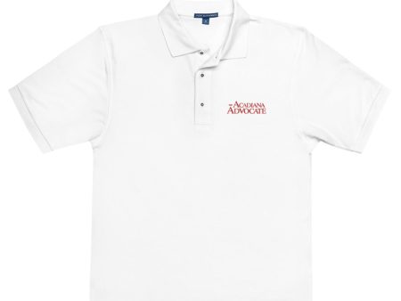 Acadiana Advocate Polo - Red Logo on White Shirt Online