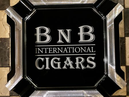 BnB Cigars Four Finger Chamfered Billet Aluminum Black Square Ashtray on Sale