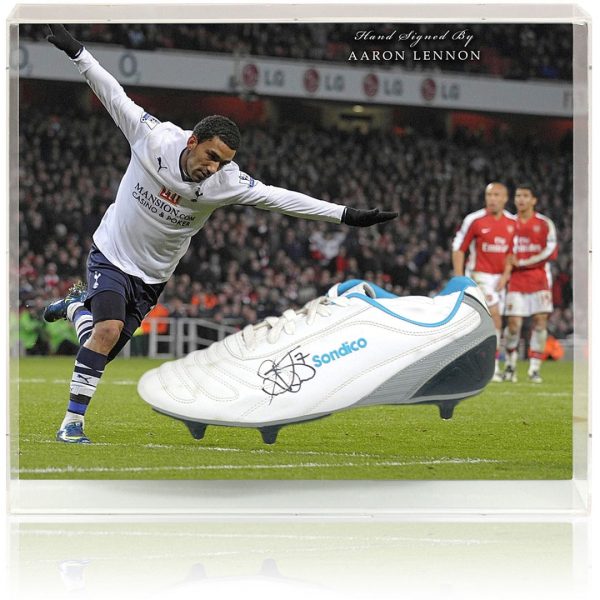 Aaron Lennon Hand Signed Football Boot Tottenham Display AFTAL COA Discount