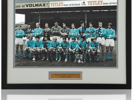 Manchester City 1968 Champions 1969 FA Cup 12x8   photograph hand signed by 10 inc. Pardoe Hot on Sale