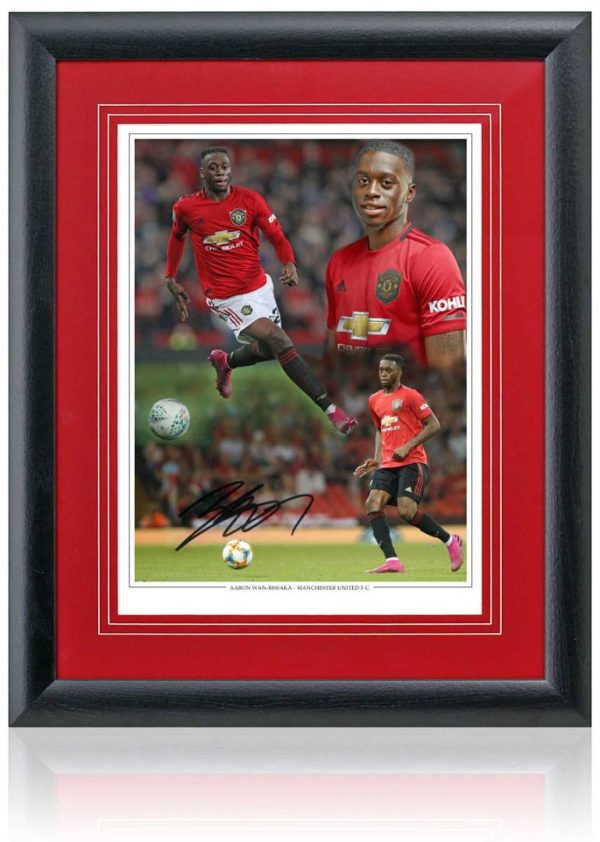 Aaron Wan Bissaka Manchester United Hand Signed 16x12  Montage AFTAL COA Discount