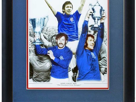 John Greig Rangers Legend Hand Signed 16x12  Montage AFTAL COA Cheap