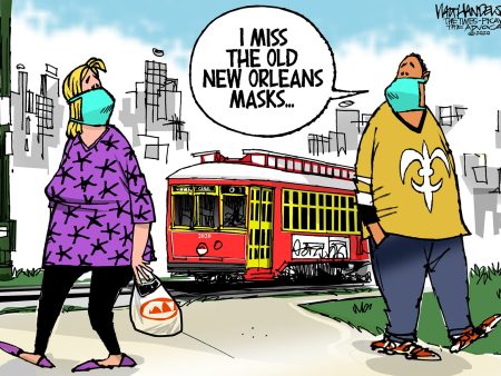 Limited Edition (50) Cartoon from Walt Handelsman - New Orleans Masks For Cheap