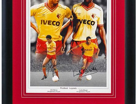 John Barnes and Luther Blissett Watford Legends Hand Signed 16x12   Montage COA Supply