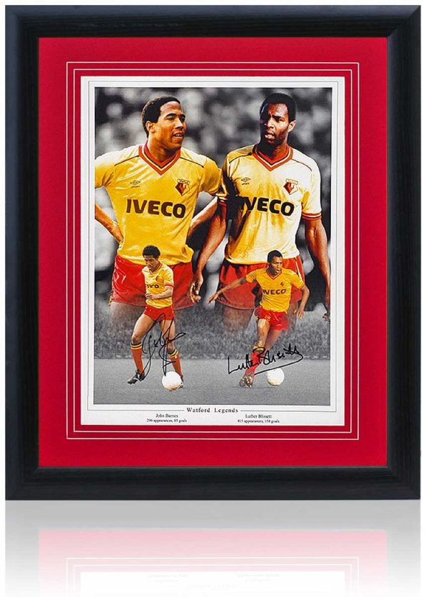 John Barnes and Luther Blissett Watford Legends Hand Signed 16x12   Montage COA Supply