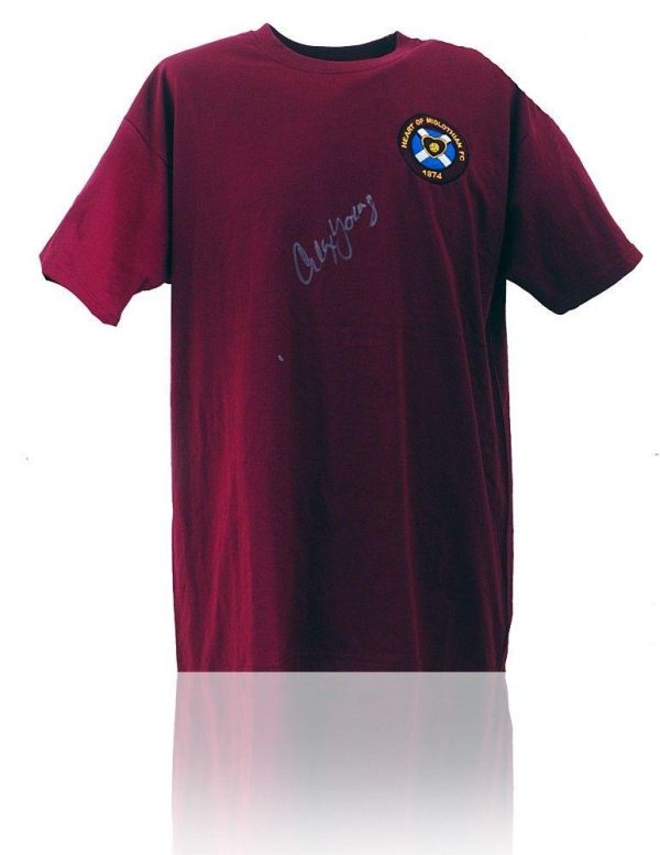 Heart of Midlothian Retro Shirt Hand Signed by Alex Young AFTAL COA Hearts For Discount