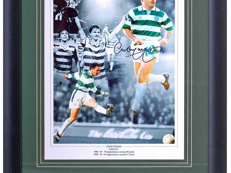 Charlie Nicholas Celtic Legend Hand Signed 16x12   Montage AFTAL COA Hot on Sale