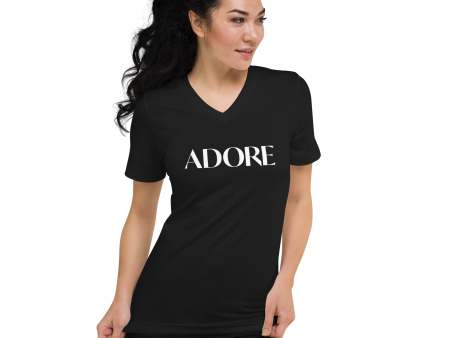 ADORE - Black Unisex Short Sleeve V-Neck T-Shirt Online