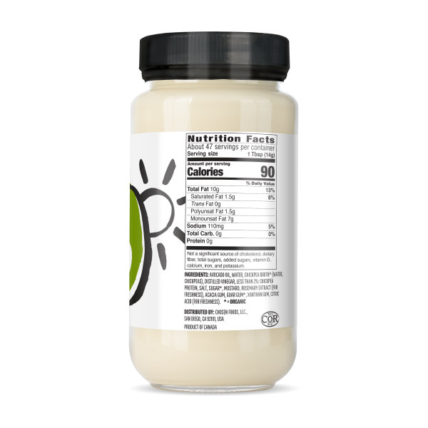 Vegan Avocado Oil Mayo 24oz Glass Jar Supply