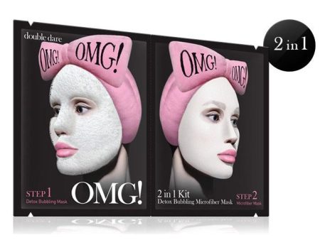 Veido kaukių rinkinys OMG! 2 IN 1 KIT Detox Bubbling Microfiber Mask: detoksikuojanti valanti veido kaukė ir maitinanti veido kaukė Discount