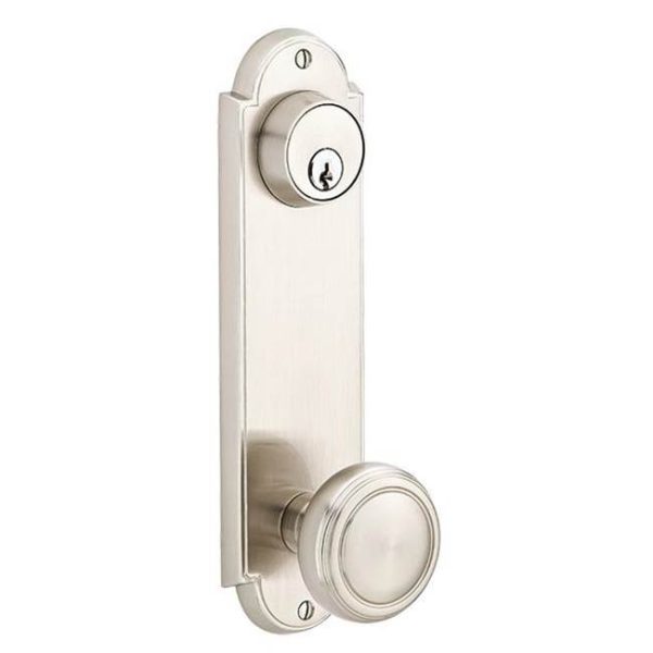 Emtek 8856RBL Dummy Pair Keyed , Sideplate Locksets Delaware 5-1 2  Center to Center Keyed , Ribbon and Reed Lever Discount