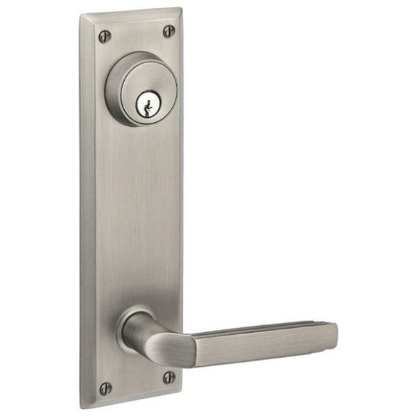 Emtek 8980BRLRH Passage Single Keyed , Sideplate Locksets Quincy 5-1 2  Center to Center Keyed , Breslin Lever , RH Online Hot Sale